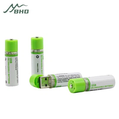 بطاريات AA قابلة لإعادة الشحن مع شاحن USB